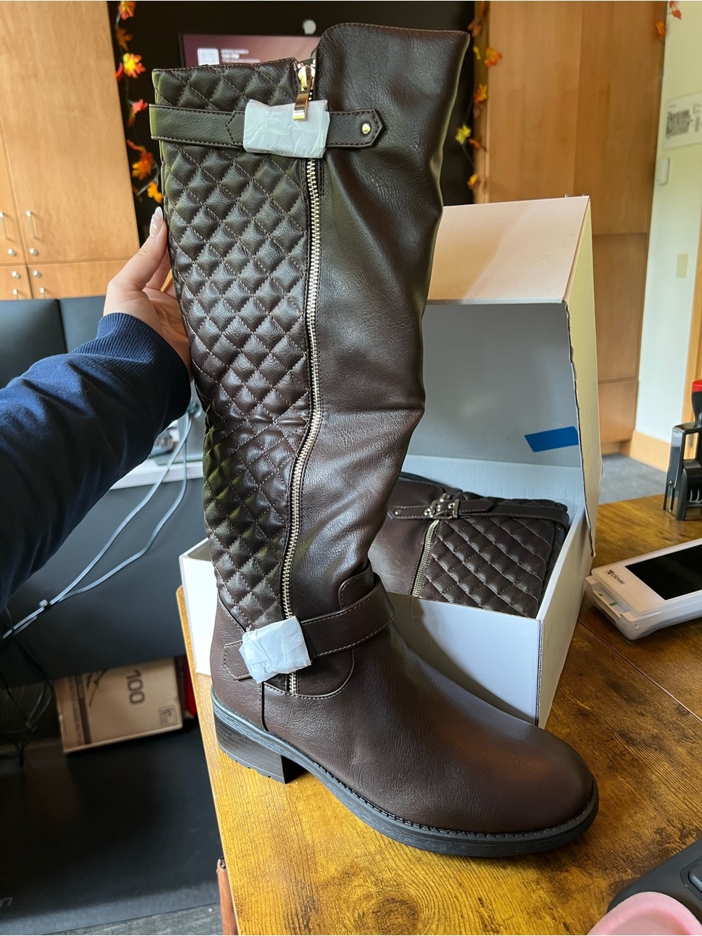 Dream Pairs Quilted Tall Boots - Brown